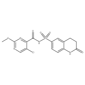 5-chloro-2-(methylsulfanyl)-N-[(2-oxo-1,2,3,4-tetrahydroquinolin-6-yl)sulfonyl]pyrimidine-4-carboxamide结构式