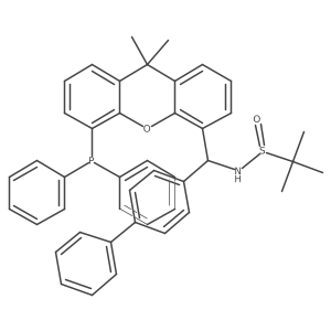 (R)-N-((R)-[1,1'-Biphenyl]-4-yl(5-(diphenylphosphaneyl)-9,9-dimethyl-9H-xanthen-4-yl)methyl)-2-methylpropane-2-sulfinamide Structure