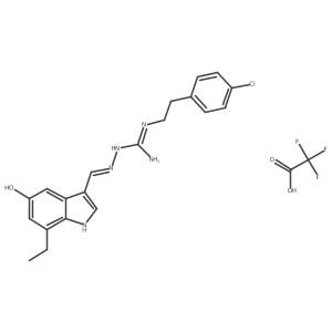 N'-[2-(4-chlorophenyl)ethyl]-N-[(E)-[(7-ethyl-5-hydroxy-1H-indol-3-yl)methylidene]amino]guanidine; trifluoroacetic acid结构式