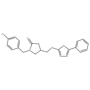1-[(4-Chlorophenyl)methyl]-4-{[(5-phenyl-1,3,4-oxadiazol-2-yl)sulfanyl]methyl}pyrrolidin-2-one Structure