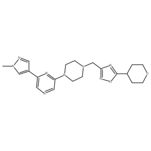 2-(1-methyl-1H-pyrazol-4-yl)-6-(4-{[5-(oxan-4-yl)-1,2,4-oxadiazol-3-yl]methyl}piperazin-1-yl)pyrazine结构式