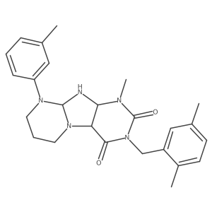 3-[(2,5-dimethylphenyl)methyl]-1-methyl-9-(3-methylphenyl)-6,7,8,9a,10,10a-hexahydro-4aH-purino[7,8-a]pyrimidine-2,4-dione结构式
