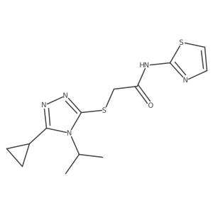 2-{[5-cyclopropyl-4-(propan-2-yl)-4H-1,2,4-triazol-3-yl]sulfanyl}-N-(1,3-thiazol-2-yl)acetamide结构式