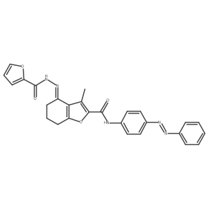 2-Furancarboxylic acid, 2-[6,7-dihydro-3-methyl-2-[[[4-(2-phenyldiazenyl)phenyl]amino]carbonyl]-4(5H)-benzofuranylidene]hydrazide Structure