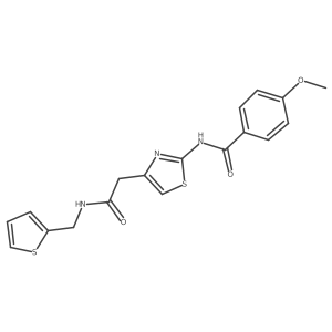 4-methoxy-N-(4-(2-oxo-2-((thiophen-2-ylmethyl)amino)ethyl)thiazol-2-yl)benzamide Structure