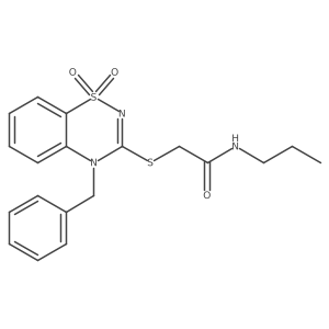 2-[(4-benzyl-1,1-dioxido-4H-1,2,4-benzothiadiazin-3-yl)thio]-N-propylacetamide Structure