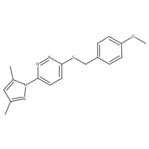 3-(3,5-dimethyl-1H-pyrazol-1-yl)-6-((4-methoxybenzyl)thio)pyridazine结构式