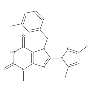 8-(3,5-dimethyl-1H-pyrazol-1-yl)-3-methyl-7-(3-methylbenzyl)-1H-purine-2,6(3H,7H)-dione结构式