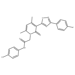 N-(4-chlorophenyl)-2-(3-(3-(4-fluorophenyl)-1,2,4-oxadiazol-5-yl)-4,6-dimethyl-2-oxopyridin-1(2H)-yl)acetamide结构式