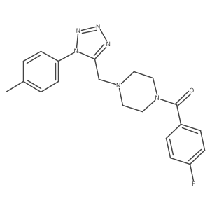 Cc1ccc(-n2nnnc2CN2CCN(C(=O)c3ccc(F)cc3)CC2)cc1结构式
