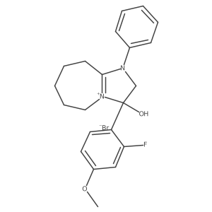 3-(2-fluoro-4-methoxyphenyl)-3-hydroxy-1-phenyl-3,5,6,7,8,9-hexahydro-2H-imidazo[1,2-a]azepin-1-ium bromide Structure