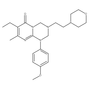 7-ethyl-1-(4-methoxyphenyl)-8-methyl-3-(2-morpholinoethyl)-1,2,3,4-tetrahydro-6H-pyrimido[1,2-a][1,3,5]triazin-6-one结构式
