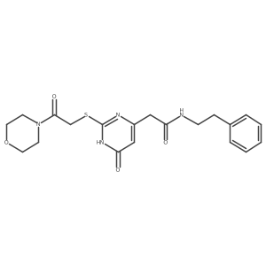 2-(2-((2-morpholino-2-oxoethyl)thio)-6-oxo-1,6-dihydropyrimidin-4-yl)-N-phenethylacetamide结构式