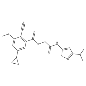 {[3-(Propan-2-yl)-1,2-oxazol-5-yl]carbamoyl}methyl 3-cyano-6-cyclopropyl-2-(methylsulfanyl)pyridine-4-carboxylate Structure