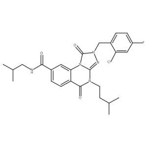 2-(2-chloro-4-fluorobenzyl)-N-isobutyl-4-(3-methylbutyl)-1,5-dioxo-1,2,4,5-tetrahydro[1,2,4]triazolo[4,3-a]quinazoline-8-carboxamide Structure
