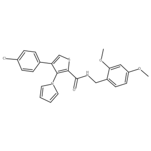4-(4-chlorophenyl)-N-(2,4-dimethoxybenzyl)-3-(1H-pyrrol-1-yl)thiophene-2-carboxamide结构式