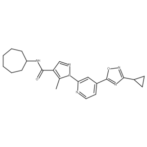 N-cycloheptyl-1-[4-(3-cyclopropyl-1,2,4-oxadiazol-5-yl)pyridin-2-yl]-5-methyl-1H-pyrazole-4-carboxamide结构式