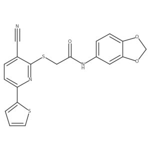 N-(2H-1,3-Benzodioxol-5-YL)-2-{[3-cyano-6-(thiophen-2-YL)pyridin-2-YL]sulfanyl}acetamide Structure