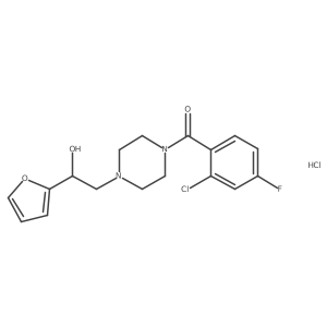 (2-Chloro-4-fluorophenyl)(4-(2-(furan-2-yl)-2-hydroxyethyl)piperazin-1-yl)methanone hydrochloride Structure