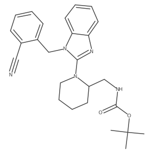 tert-butyl ((1-(1-(2-cyanobenzyl)-1H-benzo[d]imidazol-2-yl)piperidin-2-yl)methyl)carbamate结构式