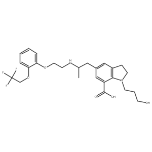1-(3-hydroxypropyl)-5-[(2R)-2-[2-[2-(2,2,2-trifluoroethoxy)phenoxy]ethylamino]propyl]-2,3-dihydroindole-7-carboxylic acid Structure