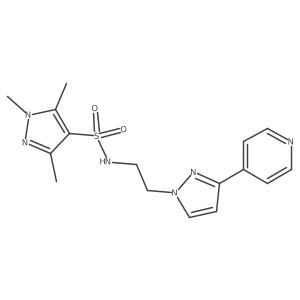 1,3,5-trimethyl-N-(2-(3-(pyridin-4-yl)-1H-pyrazol-1-yl)ethyl)-1H-pyrazole-4-sulfonamide结构式