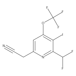 2-(Difluoromethyl)-3-iodo-4-(trifluoromethoxy)pyridine-6-acetonitrile结构式