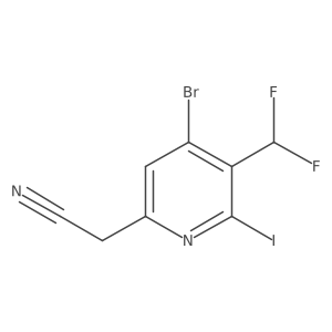 4-Bromo-3-(difluoromethyl)-2-iodopyridine-6-acetonitrile结构式