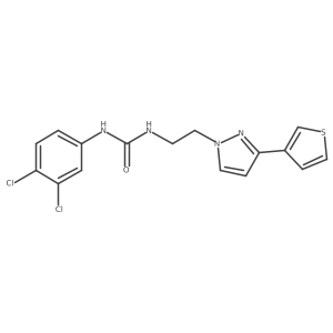 1-(3,4-dichlorophenyl)-3-(2-(3-(thiophen-3-yl)-1H-pyrazol-1-yl)ethyl)urea结构式