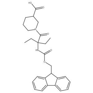 (3S)-1-[2-ethyl-2-({[(9H-fluoren-9-yl)methoxy]carbonyl}amino)butanoyl]piperidine-3-carboxylic acid结构式