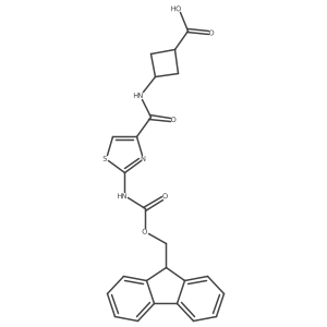3-[2-({[(9H-fluoren-9-yl)methoxy]carbonyl}amino)-1,3-thiazole-4-amido]cyclobutane-1-carboxylic acid Structure