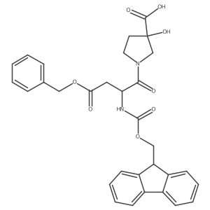 1-[(2S)-4-(benzyloxy)-2-({[(9H-fluoren-9-yl)methoxy]carbonyl}amino)-4-oxobutanoyl]-3-hydroxypyrrolidine-3-carboxylic acid Structure