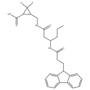 3-{[(3S)-3-({[(9H-fluoren-9-yl)methoxy]carbonyl}amino)hexanamido]methyl}-2,2-difluorocyclopropane-1-carboxylic acid结构式