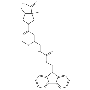 1-[4-({[(9H-fluoren-9-yl)methoxy]carbonyl}amino)-3-methoxybutanoyl]-3,4-dimethylpyrrolidine-3-carboxylic acid Structure