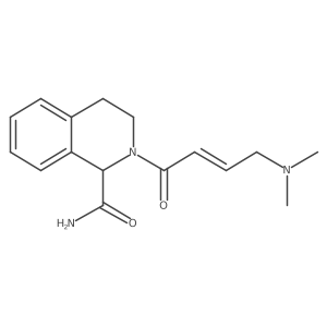 2-[(E)-4-(Dimethylamino)but-2-enoyl]-3,4-dihydro-1H-isoquinoline-1-carboxamide结构式