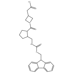 rac-2-{1-[(1R,2S)-2-[({[(9H-fluoren-9-yl)methoxy]carbonyl}amino)methyl]cyclopentanecarbonyl]azetidin-3-yl}acetic acid Structure