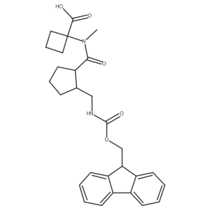 rac-1-[N-methyl(1R,2S)-2-[({[(9H-fluoren-9-yl)methoxy]carbonyl}amino)methyl]cyclopentaneamido]cyclobutane-1-carboxylic acid Structure