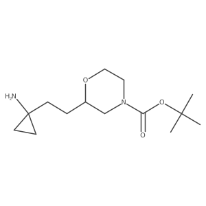 Tert-butyl 2-[2-(1-aminocyclopropyl)ethyl]morpholine-4-carboxylate结构式