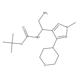 tert-butyl N-{2-amino-1-[1-methyl-3-(oxan-4-yl)-1H-pyrazol-4-yl]ethyl}carbamate结构式