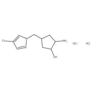 (1R,2R)-2-Amino-4-[(4-chloropyrazol-1-yl)methyl]cyclopentan-1-ol;dihydrochloride结构式