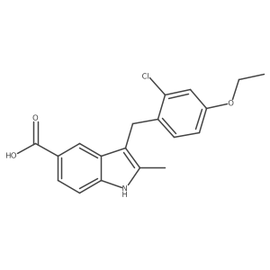 3-[(2-chloro-4-ethoxyphenyl)methyl]-2-methyl-1H-indole-5-carboxylic acid结构式