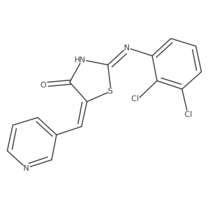 (2Z,5Z)-2-[(2,3-dichlorophenyl)imino]-5-(pyridin-3-ylmethylidene)-1,3-thiazolidin-4-one结构式