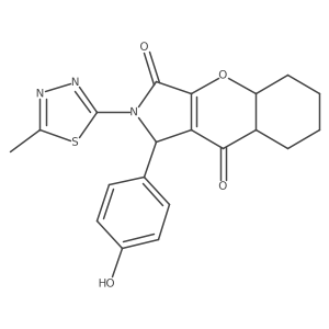 1-(4-hydroxyphenyl)-2-(5-methyl-1,3,4-thiadiazol-2-yl)-4a,5,6,7,8,8a-hexahydro-1H-chromeno[2,3-c]pyrrole-3,9-dione结构式