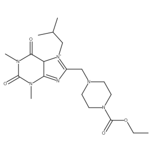 ethyl 4-[[1,3-dimethyl-7-(2-methylpropyl)-2,6-dioxo-5H-purin-7-ium-8-yl]methyl]piperazine-1-carboxylate Structure