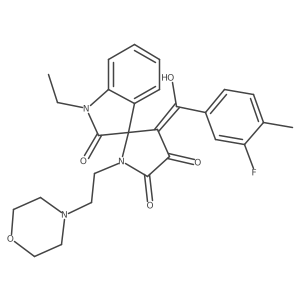 1-ethyl-3'-[(3-fluoro-4-methylphenyl)carbonyl]-4'-hydroxy-1'-[2-(morpholin-4-yl)ethyl]spiro[indole-3,2'-pyrrole]-2,5'(1H,1'H)-dione Structure
