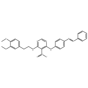 (4-{[2-(3,4-Dimethoxyphenyl)ethyl]amino}-6-[4-(phenyldiazenyl)anilino]-5-pyrimidinyl)(hydroxy)oxoammonium结构式