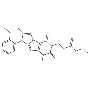 ethyl 3-(8-(2-methoxyphenyl)-1,7-dimethyl-2,4-dioxo-1H-imidazo[2,1-f]purin-3(2H,4H,8H)-yl)propanoate结构式