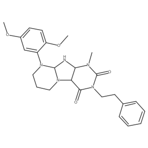9-(2,5-dimethoxyphenyl)-1-methyl-3-(2-phenylethyl)-6,7,8,9a,10,10a-hexahydro-4aH-purino[7,8-a]pyrimidine-2,4-dione结构式