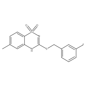 3-[(3-fluorobenzyl)thio]-6-methyl-4H-1,2,4-benzothiadiazine 1,1-dioxide Structure
