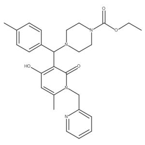 Ethyl 4-((4-hydroxy-6-methyl-2-oxo-1-(pyridin-2-ylmethyl)-1,2-dihydropyridin-3-yl)(p-tolyl)methyl)piperazine-1-carboxylate结构式